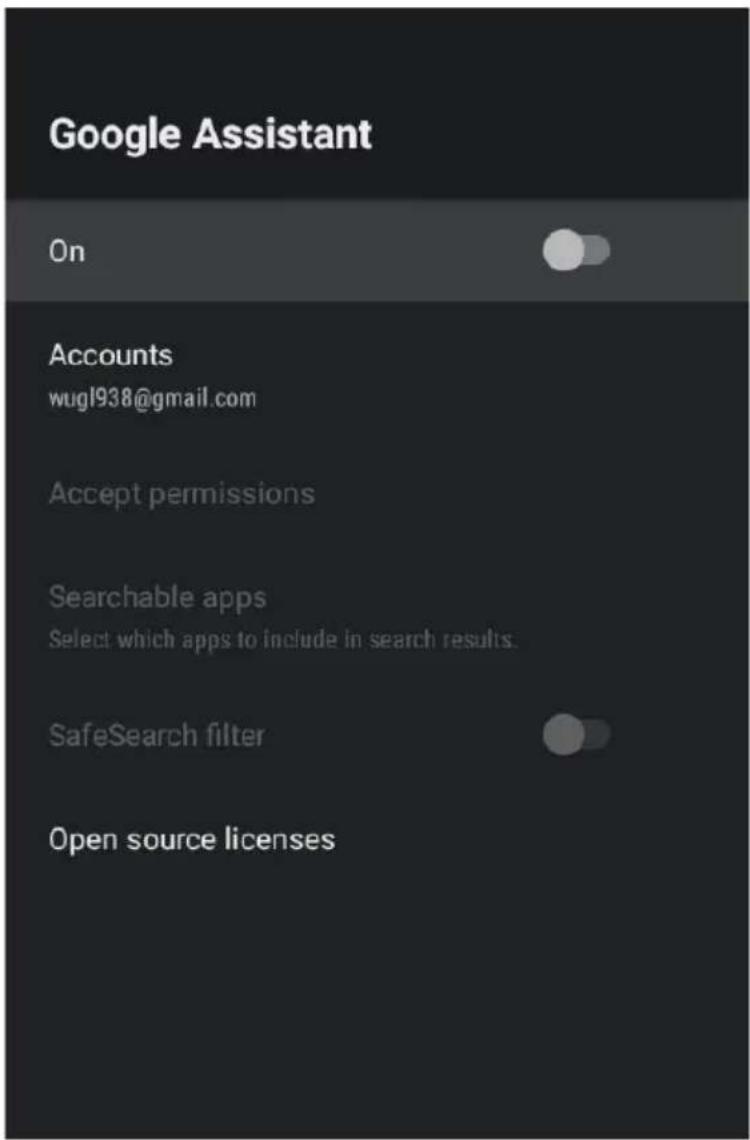 Google Assistant On Accounts wugl938@gmail.com Accept permissions Searchable apps Select which apps to include in search results. SafeSearch filter Open source licenses