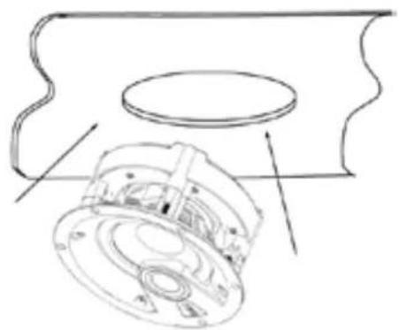 Technical line drawing of a mechanical assembly with flanges and housing (no text or symbols)
