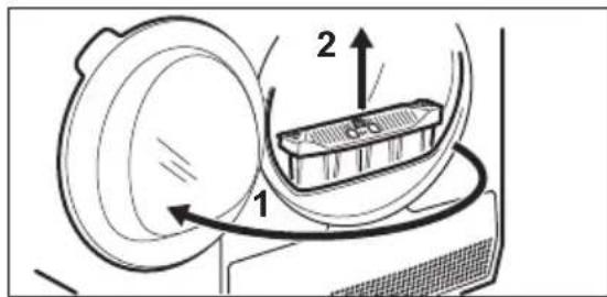 Diagram showing a device with labeled parts 1 and 2, indicating components or functions in a mechanical or electrical assembly.