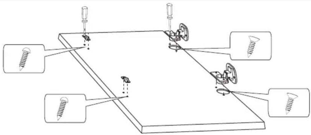 Technical diagram showing mechanical assembly with screws and fasteners on a platform
