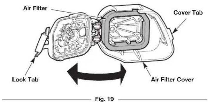 Air Filter Cover Tab Lock Tab Air Filter Cover Fig. 19