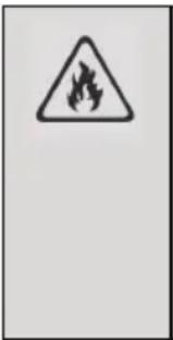 Warning sign with flame symbol inside a triangle, likely indicating hazard or thermal hazard