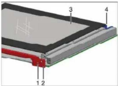 Technical diagram of a layered electronic component with numbered parts labeled 1, 2, 3, and 4