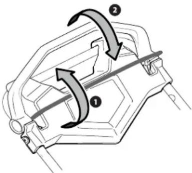 Technical diagram showing a mechanical component with labeled parts and directional arrows indicating motion or force.