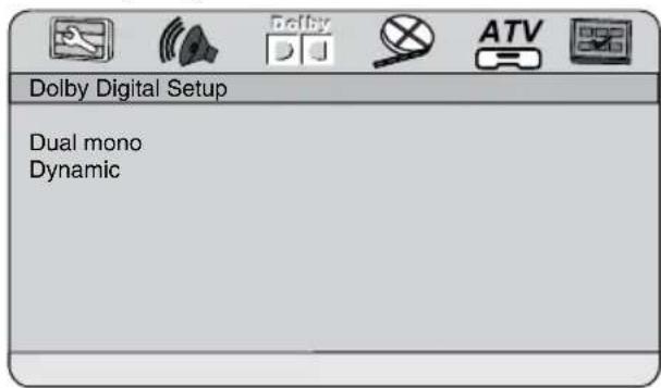 Dolby Digital Setup Dual mono Dynamic