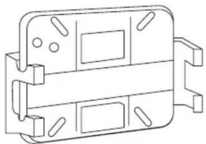 Technical line drawing of a mechanical component with mounting holes and internal slots (no text or symbols)