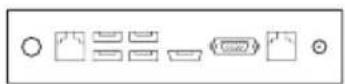 Diagram showing a computer monitor with an icon of a device and a downward arrow, no text or symbols present.