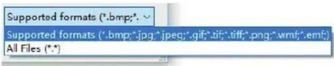 Supported formats (*.bmp;*, Supported formats (*.bmp;*.jpg;*.jpeg;*.gif;*.tif;*.tiff;*.png;*.wmf;*.emf;) All Files (*.*)