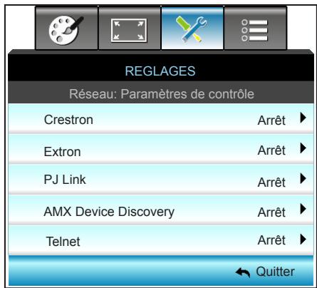 OPTOMA EH319UST - REGLAGES | Réseau| Paramètres de contrôle - 1