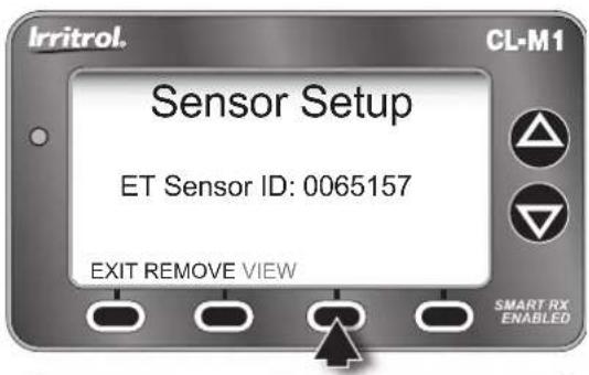 Irritrol. Sensor Setup ET Sensor ID: 0065157 EXIT REMOVE VIEW SMART RX ENABLED CL-M1
