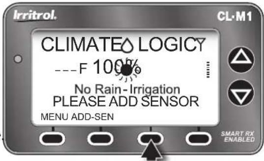 Irritrol. CL-M1 CLIMATE LOGICY ---F 100% No Rain-Irrigation PLEASE ADD SENSOR MENU ADD-SEN SMART RX ENABLED