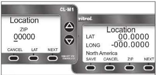 CL-M1 Location ZIP 00000 CANCEL LAT NEXT SMART/EX ENABLED ritrol. Location LAT 00.0000 LONG -000.0000 North America SAVE CANCEL ZIP NEXT