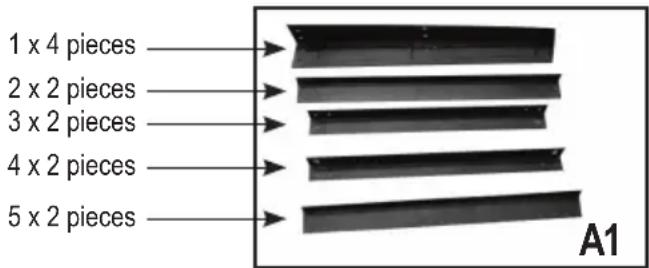 1 x 4 pieces 2 x 2 pieces 3 x 2 pieces 4 x 2 pieces 5 x 2 pieces A1