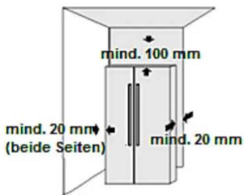 mind. 100 mm mind. 20 mm (beide Seiten) mind. 20 mm