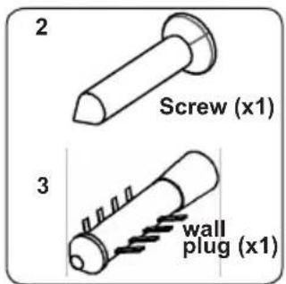 2 Screw (x1) 3 wall plug (x1)