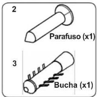 2 Parafuso (x1) 3 Bucha (x1)