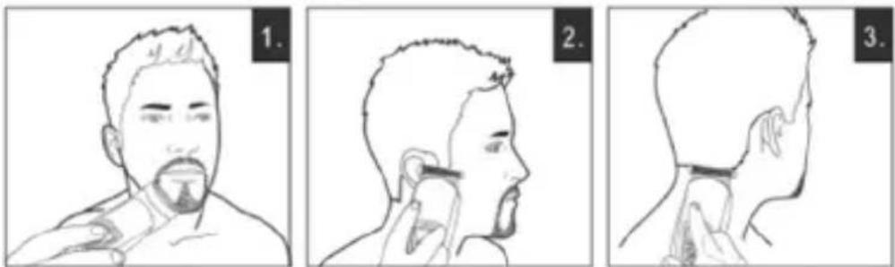 Illustration showing three sequential steps of a person's neck massage technique: before, after, and after the neck.
