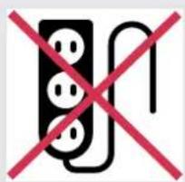 Prohibition sign with crossed-out electrical plug and cable symbols, indicating no protection or disapproval