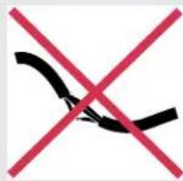 Prohibition sign with red X and black curved line, indicating no change or rejection