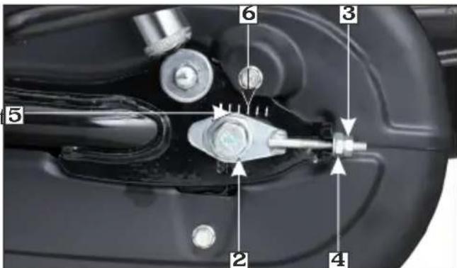 Technical diagram of a mechanical component with numbered parts labeled 2 through 6