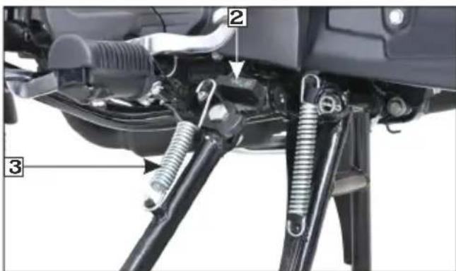 Technical diagram of a vehicle suspension system with labeled components 1, 2, and 3