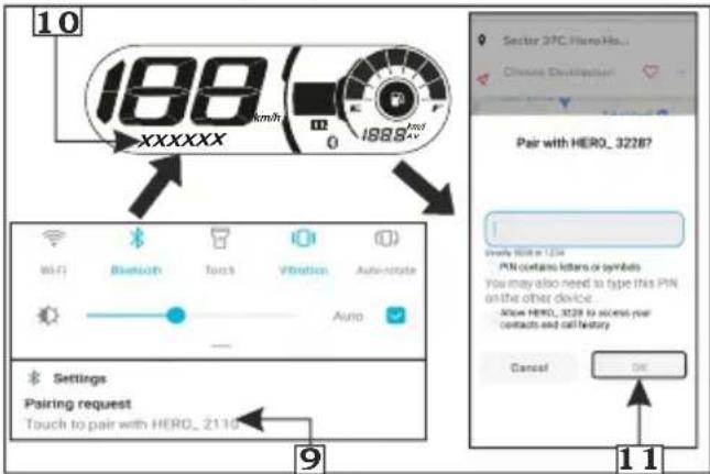 10 188 xxxxxx i88 km/h 0 i888 kms Wi-Fi Bluetooth Touch Vibration Auto Settings Pairing request Touch to pair with HERO_2110 9 11 Sector 2PC HeroHo... Choose Deviation Pair with HERO_3226? Close With 1254 PIN contains letters or symbols. You may also need to type this PIN on the other device. Allow HERO_3226 to access your contacts and call history Cancel OK