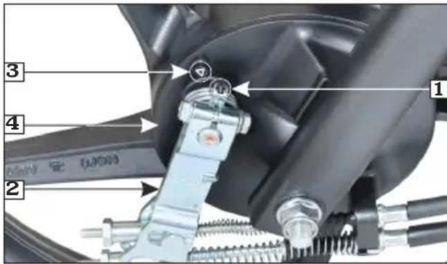 Technical diagram of a mechanical assembly with numbered parts and labeled components