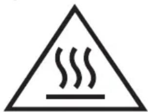 Warning symbol with steam inside a triangle, indicating heat or smoke hazard