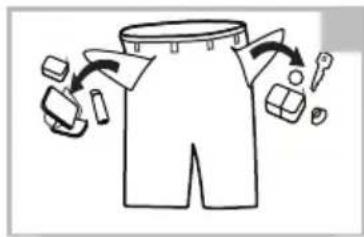 Diagram illustrating clothing turnover process with labeled parts and directional arrows indicating movement