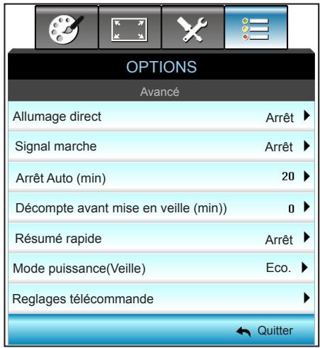 OPTOMA EH320USTi - OPTIONS | Avancé - 1