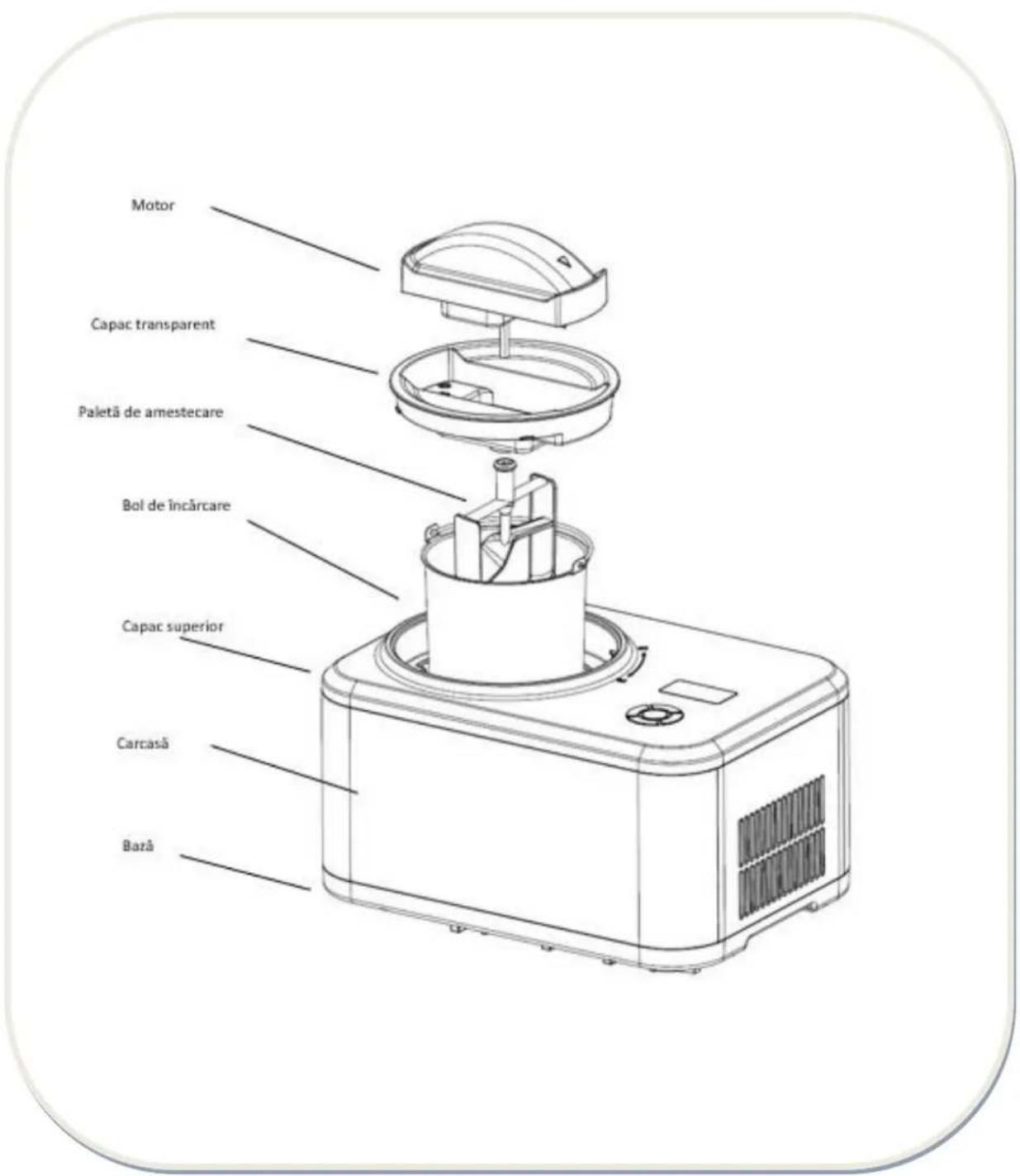 Motor Capac transparent Paletă de amestecare Bol de încărcare Capac superior Carcasă Bază