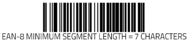 EAN-8 MINIMUM SEGMENT LENGTH = 7 CHARACTERS