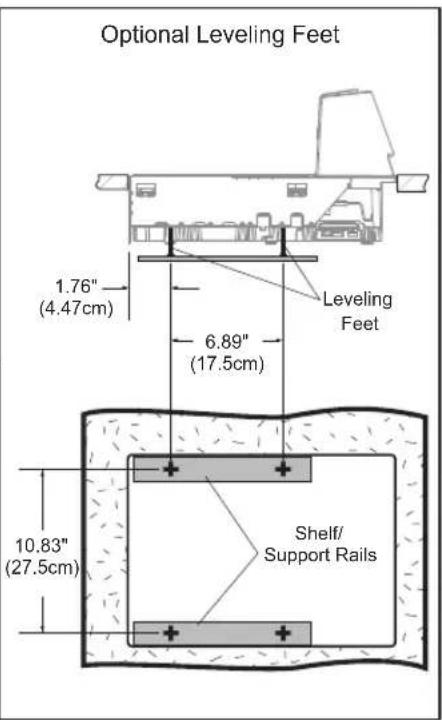 Optional Leveling Feet 1.76" (4.47cm) 6.89" (17.5cm) 10.83" (27.5cm) Leveling Feet Shelf/ Support Rails
