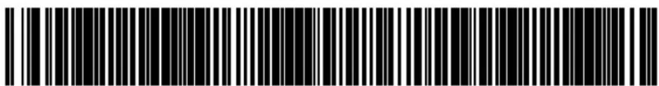 Black and white barcode image with vertical lines and a small number '1' at the bottom