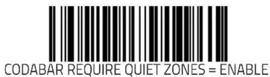 CODABAR REQUIRE QUIET ZONES = ENABLE
