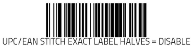 UPC/EAN STITCH EXACT LABEL HALVES = DISABLE