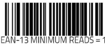 EAN-13 MINIMUM READS = 1