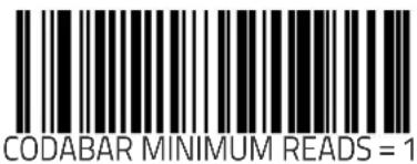 CODABAR MINIMUM READS = 1