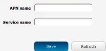 APN name Service name Save Refresh