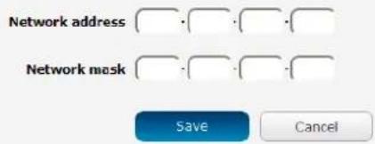 Network address Network mask Save Cancel