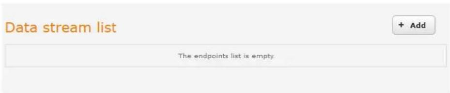 Data stream list + Add The endpoints list is empty