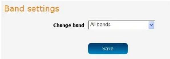 Band settings Change band All bands Save