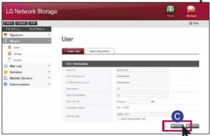 LG Network Storage User Delete User Search Registration User Information User ID: Gnetwork User Password: ********** GnNetwork Password: ********** User Name: LG User Description: LG User Address: Vol. Area 1 Vol. Area 2 Address: Gm Volume: 0.0000 Signal Registration Rate C