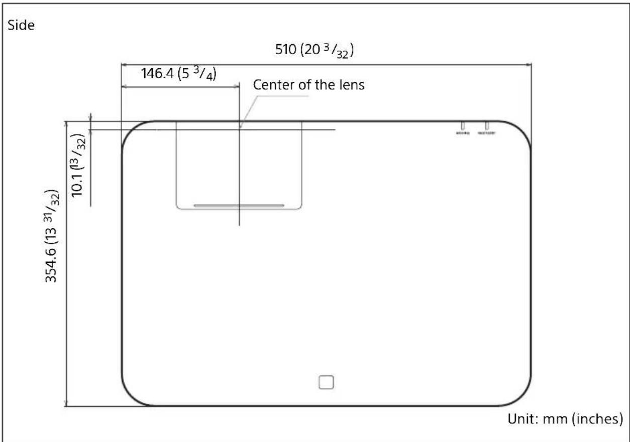 Side 510 (20 ³/₃₂) 146.4 (5 ³/₄) Center of the lens 354.6 (13 ³/₃₂) 10.1 (l³/₃₂) Unit: mm (inches)