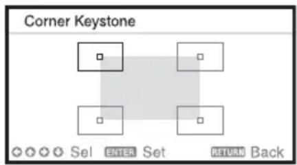 Corner Keystone Sel ENTER Set RETURN Back