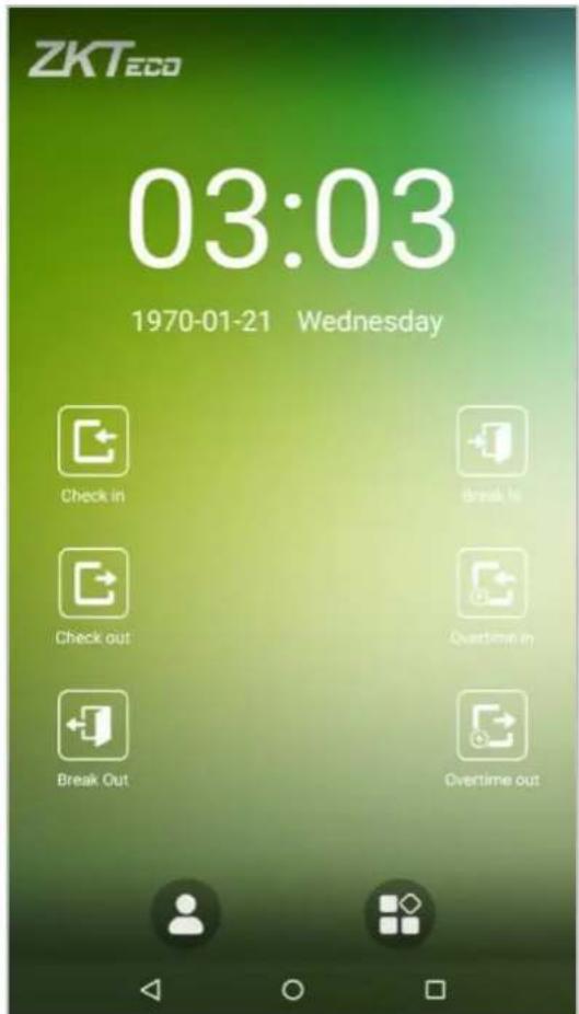 ZKTeco 03:03 1970-01-21 Wednesday Check in Break In Check out Overtime in Break Out Overtime out