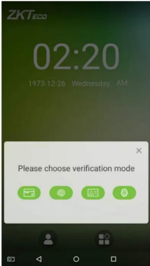 ZKTeco 02:20 1973-12-26 Wednesday AM Please choose verification mode