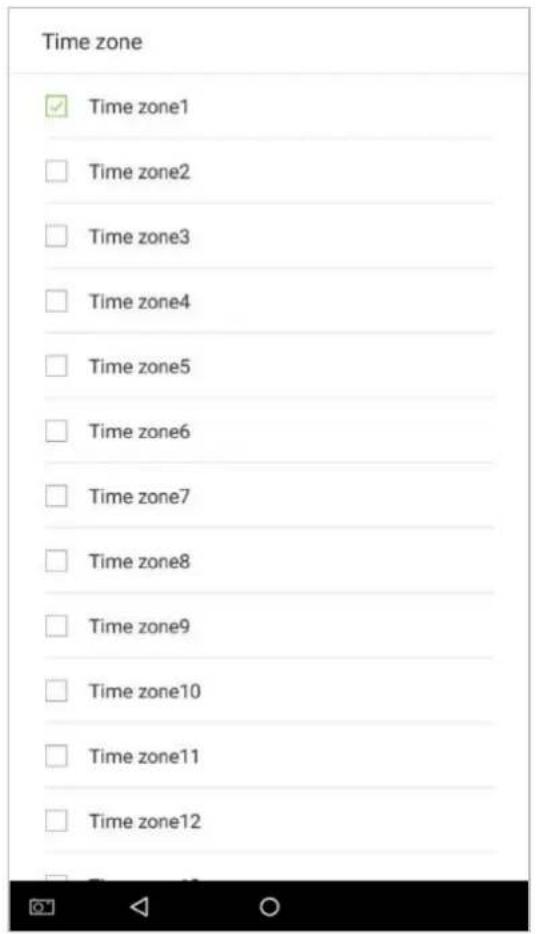 Time zone ✓ Time zone1 □ Time zone2 □ Time zone3 □ Time zone4 □ Time zone5 □ Time zone6 □ Time zone7 □ Time zone8 □ Time zone9 □ Time zone10 □ Time zone11 □ Time zone12