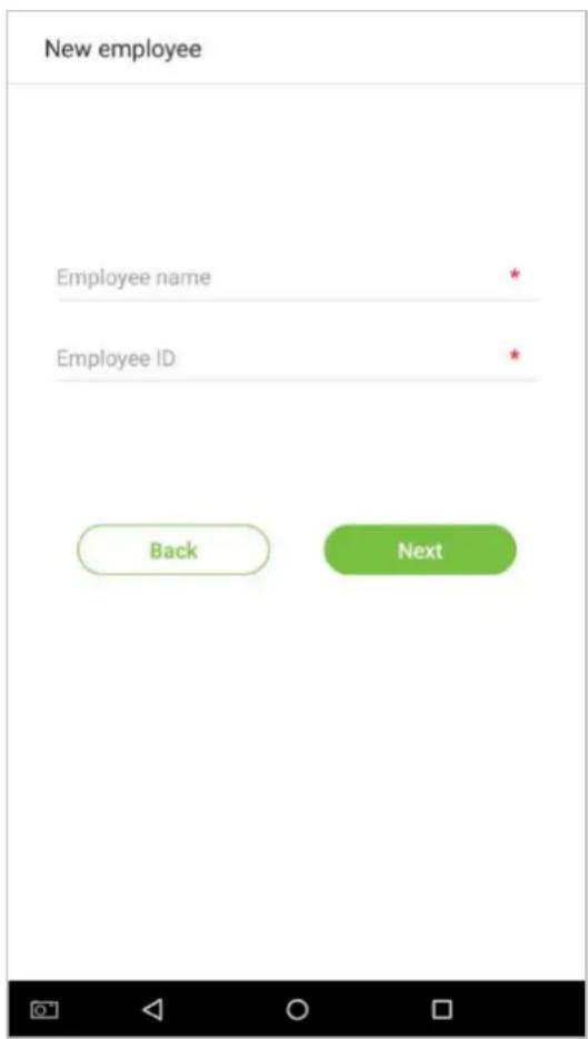 New employee Employee name * Employee ID * Back Next