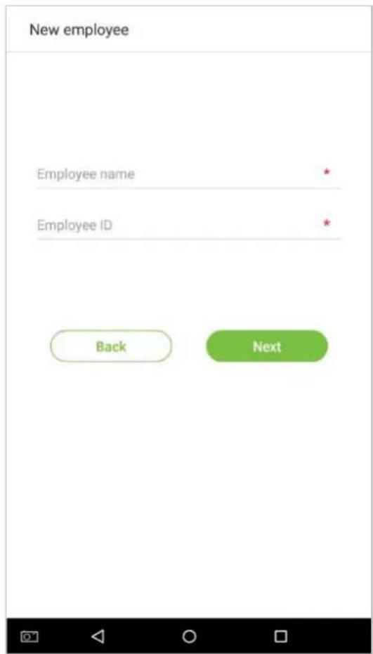 New employee Employee name * Employee ID * Back Next
